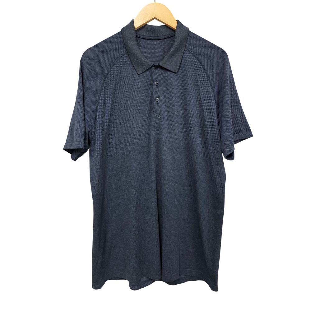 Lululemon Metal Vent Tech Polo Mens XL Navy Blue Athletic Golf Workout Training